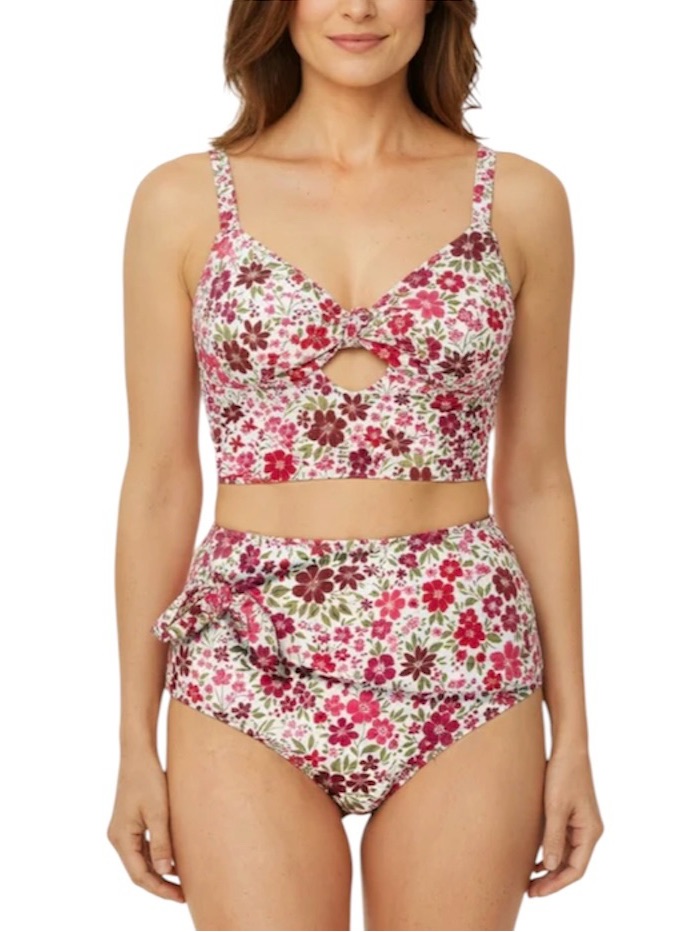 New Tahari Tankini Floral 2-Piece Upf 40+ Adjustable Strap Swim Set, Size M